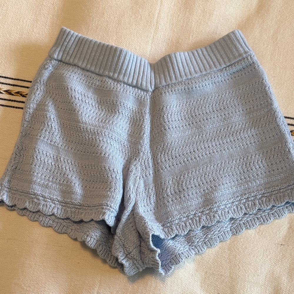 Light Blue Knit Kids Shorts